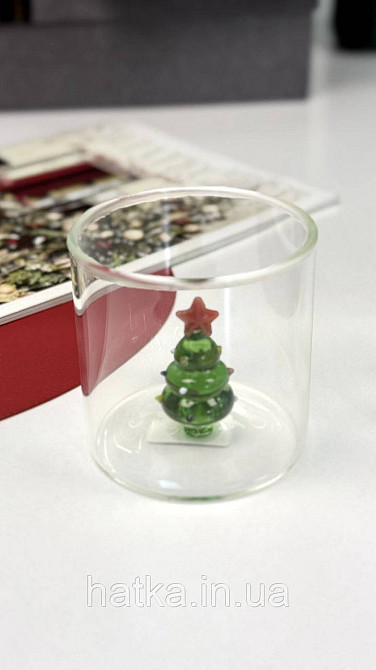 Кухоль чашка подвійне скло Olens "Зелена ялинка" 310 мл Ручне миття 102-1176 Київ - фото 7