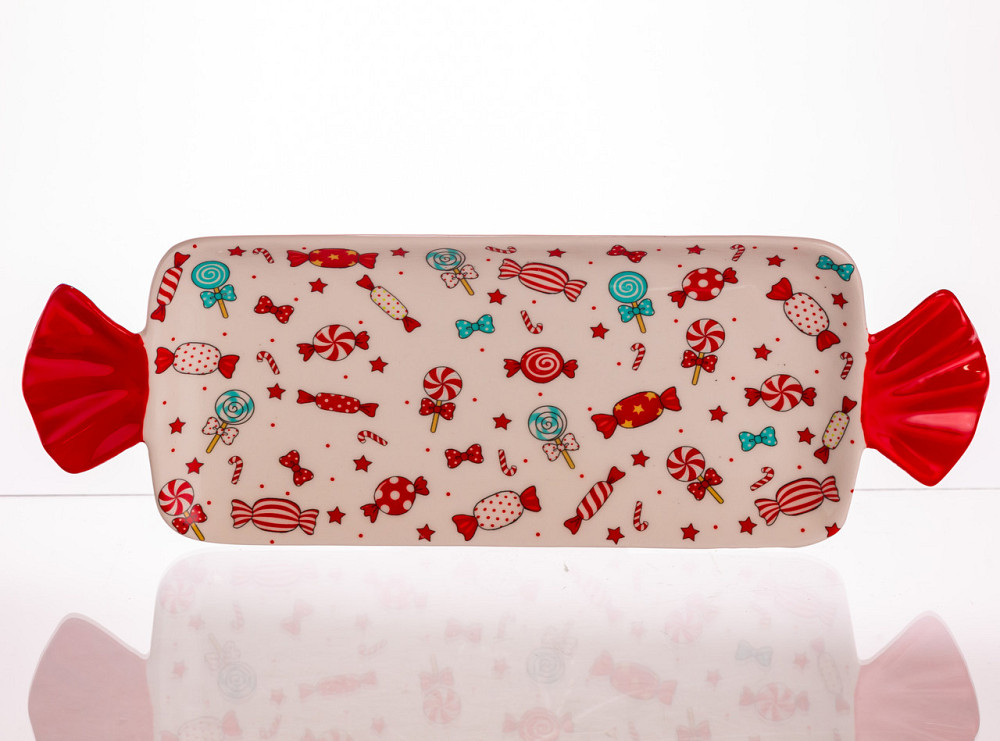 Yiwu Блюдо сервірувальне Merry Christmas 35×12.5 (см) прямокутне з ручками з порцеляни CR-1-29 Коломия - фото 2