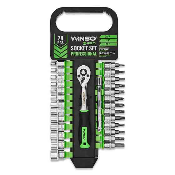 Професійний набір головок торцевих з тріскачкою та подовжувачем Winso Pro CR-V 1/4" 72Т 28шт Львів