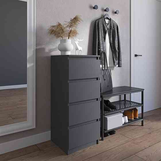 Комод VAYS R-17 Антрацит, на 4 шухляди без ручок, вузький, ЛДСП 40×40×98 см - для передпокою, спальні, коридору Львів