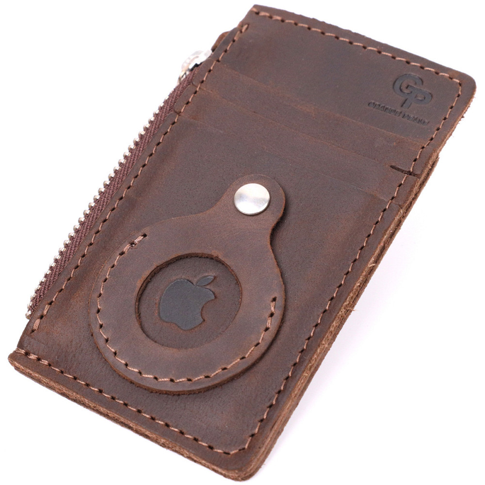 Оригінальний картхолдер з утримувачем для Apple AirTag з натуральної шкіри GRANDE PELLE 11627 Коричневий Київ - фото 9