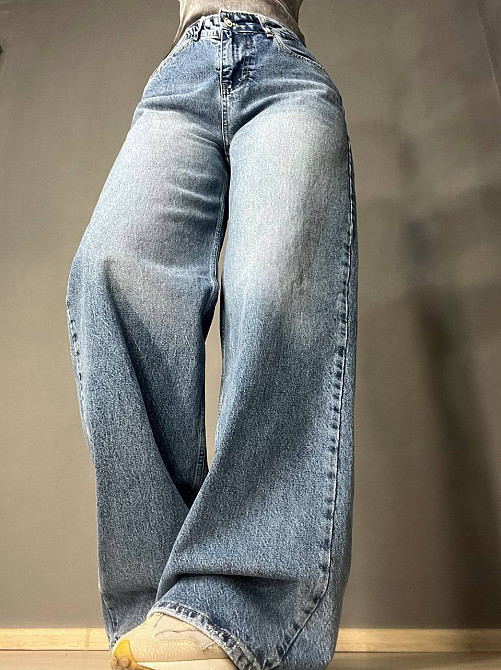 Джинси жіночі Mikaletta 13475 WIDE LEG jeans палаццо широкі від стегна висока посадка великі розміри Одеса - фото 8