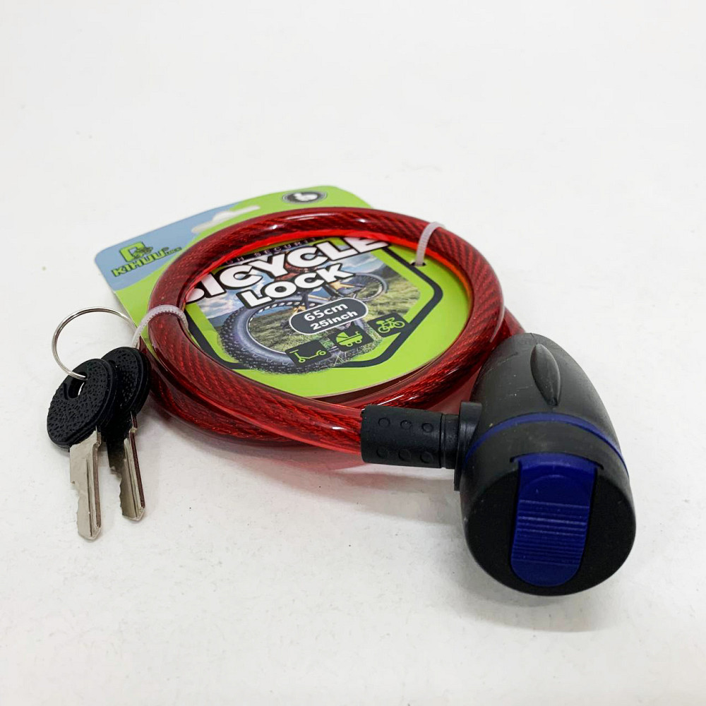 Замок велосипедний KIHUU LOCK 187, 10*65 тросовий, 2 ключі. Колір: червоний ZD-60 Львів - фото 5