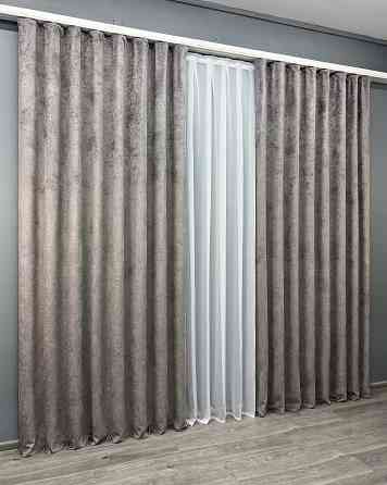 Комплект готових штор VR-Textil Шеніл преміум VELMIRA Rich № 1927ш Попелястий 150х290 см 2 шт (33-0993) Київ