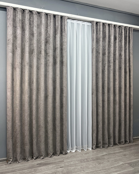 Комплект готовых штор VR-Textil Шенилл премиум VELMIRA Rich № 1927ш Пепельный 150х290 см 2 шт (33-0993) Киев - изображение 4
