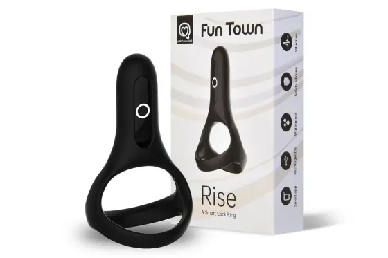 Подвійне ерекційне кільце Fun Town Rise Black, керування зі смартфона Львов
