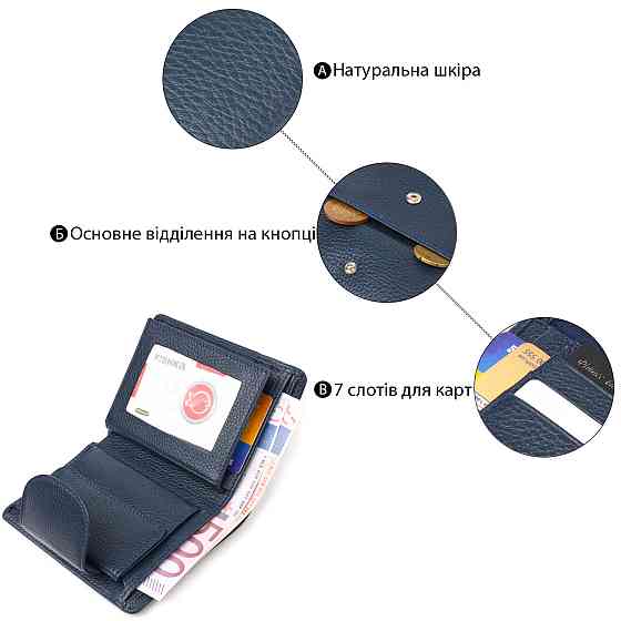 Цікавий вертикальний гаманець із натуральної шкіри CANPELLINI 21675 Синій Київ