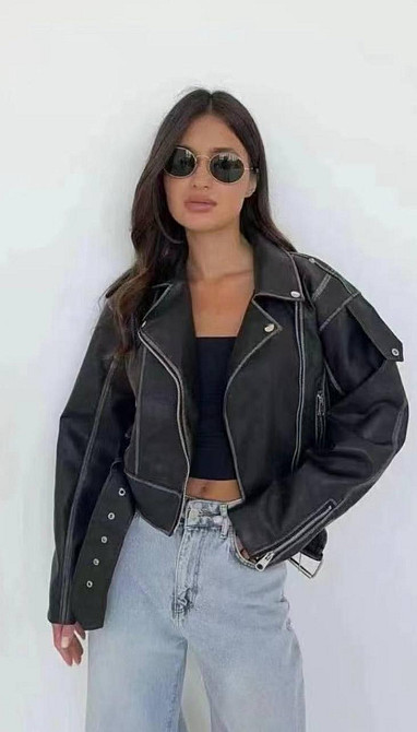 Куртка косуха женская весна/осень Черный S Харьков - изображение 1