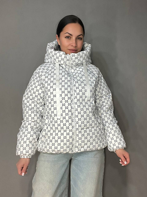Куртка жіноча Haiziyuan 1630 візерунок середня довжина з капюшоном біла, білий, M Київ - фото 1