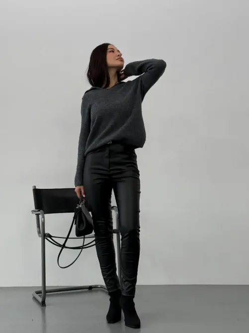 Стильные утеплённые флисовые кожаные брюки с карманами Харьков - изображение 8