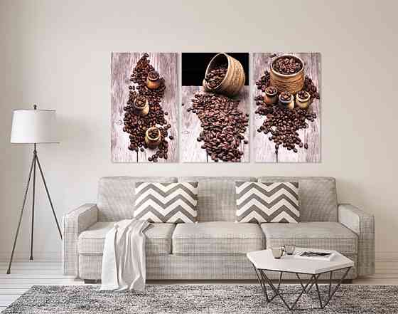 Модульна картина у вітальню/ спальню   Кавові зерна      ART-284_3A 70х130 см Київ