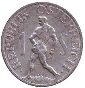 Монета 1 шиллинг. 1946,47,52,57 год, Австрия.(Г) Полтава
