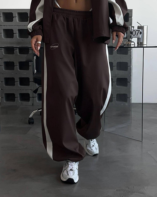 Женский стильный оверсайз костюм двойка плащевка Эмми + подклад спорт Шоколад, 46/48 Одесса - изображение 5