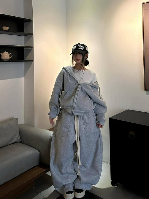 Женский стильный oversize костюм: худи + широкие брюки  тринитка на флисе Одесса - изображение 7