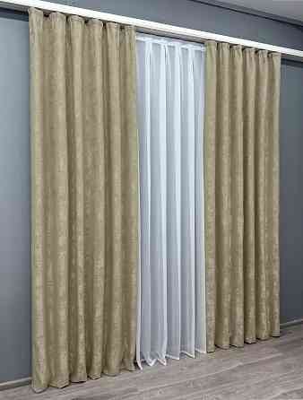 Комплект готовых штор VR-Textil Жаккард Sultan XO № 1284ш Золотистый 200х270 см 2 шт (32-048) Киев