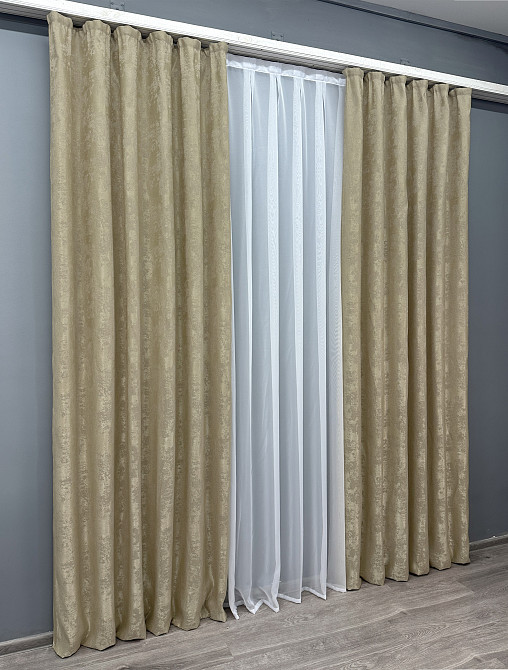 Комплект готовых штор VR-Textil Жаккард Sultan XO № 1284ш Золотистый 200х270 см 2 шт (32-048) Киев - изображение 4