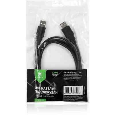 Дата кабель USB 2.0 AM/AF 1.8m Vinga (VCPUSBAMAF1.8BK) Винница