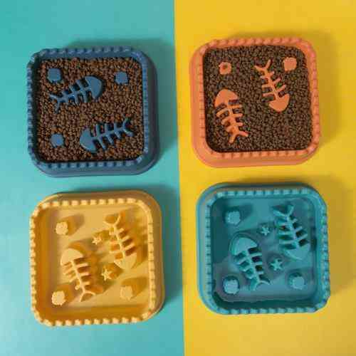 Миска для кошек WahoPet для медленного кормления, с рыбками, оранжевая Винница