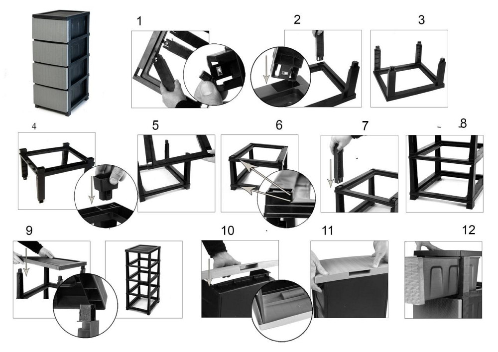 Комод пластиковий "Ротанг" 6 ярусів 126*43*34см, R-Plastic, сірий Одеса - фото 4