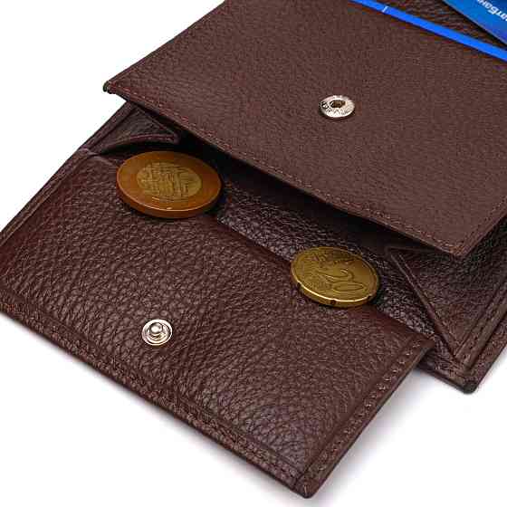 Чоловічий сучасний гаманець вертикального формату з натуральної шкіри CANPELLINI 21756 Коричневий Київ