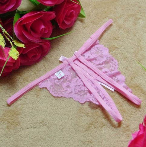 Еротичні рожеві трусики жіночі з розрізом - розмір універсальний, (на резинці, тягнуться) Київ - фото 2