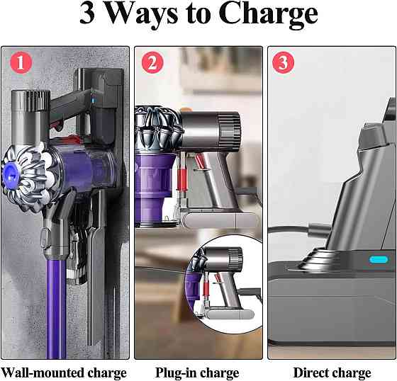 Акумулятор для Dyson V6 SV03 SV05 SV06 SV07 SV09 DC58 DC59 DC61 DC62 DC72 DC74, Заміна батареї 21.6 В, 4500 мАгод Київ