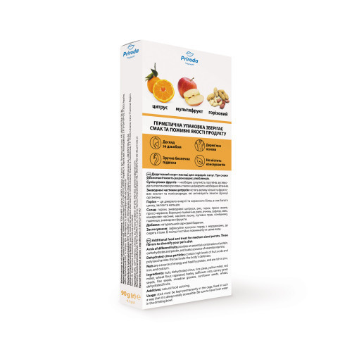 Ласощі Природа Колосок Коктейль для середніх папуг з мультифруктами горіхами та цитрусами 90 г Київ - фото 3