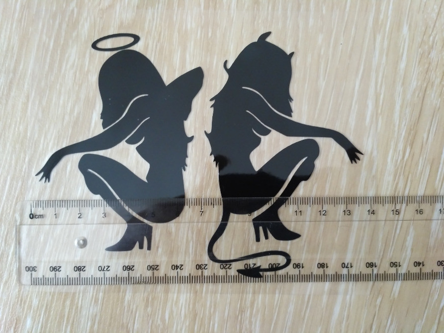 Наклейки на авто Чортенок та Ангелочок Чорна Тюнін Київ - фото 2