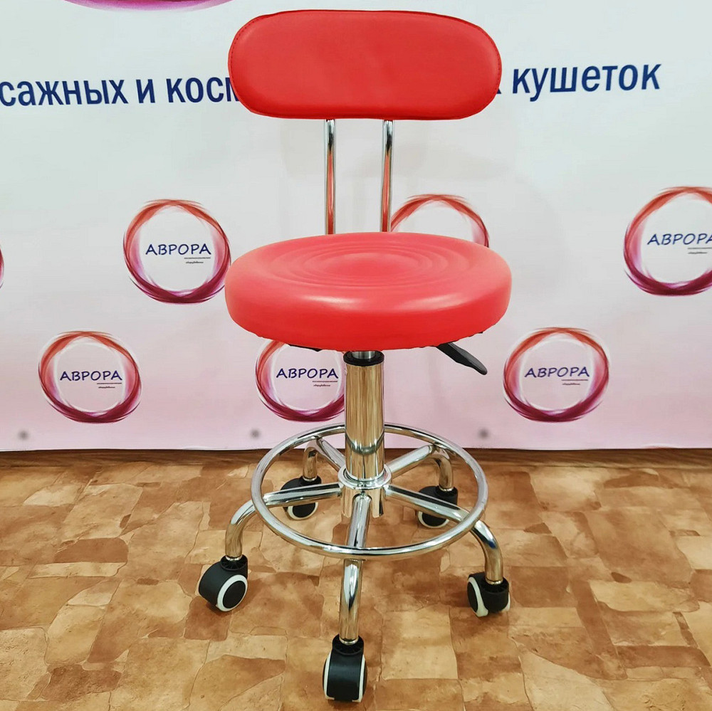 Стілець майстра косметолога круглий на коліщатках зі спинкою для салону краси Київ - фото 2
