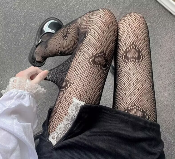 Колготи з сердечками в сітку one size чорний Київ