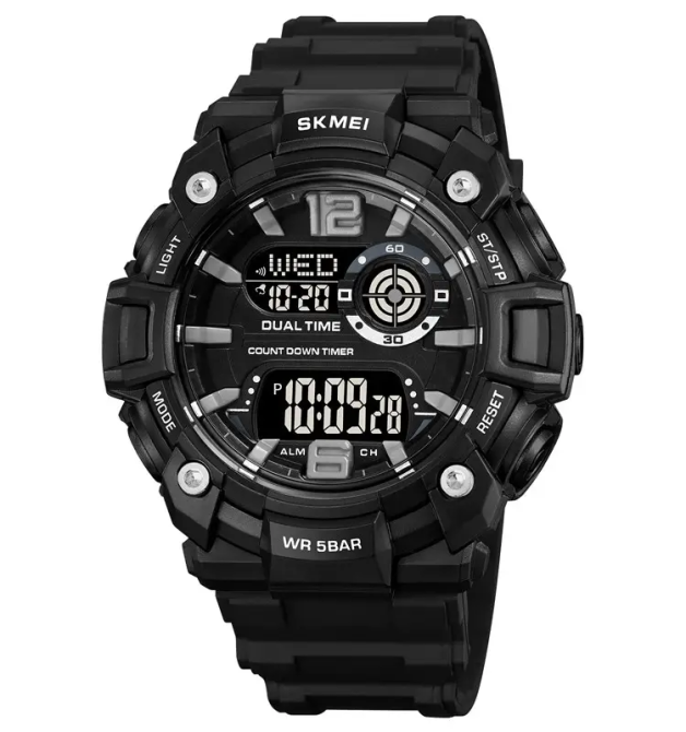 Годинник чоловічий спортивний наручний Skmei 2018 (Чорний з чорним циферблатом) Київ - фото 1