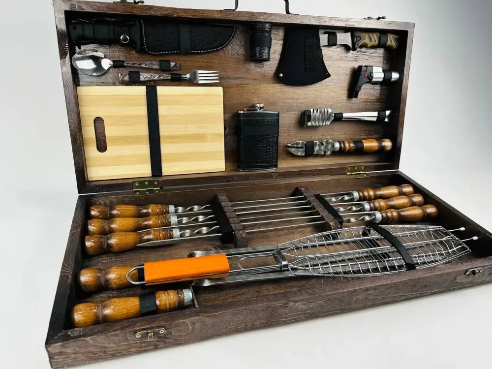 Набори шампурів, Набір шампурів у кейсі "Шашличник Лайт Кізляр" Шампури, вертіла Тернопіль - фото 1