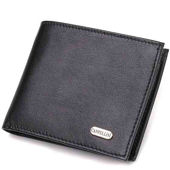 Классическое мужское портмоне из натуральной кожи флотар CANPELLINI 21783 Черное Киев