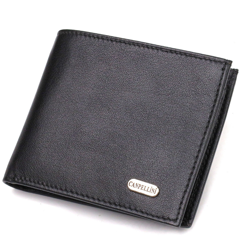 Классическое мужское портмоне из натуральной кожи флотар CANPELLINI 21783 Черное Киев - изображение 1