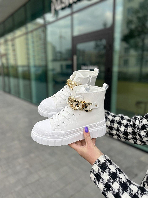 Кеды женские белые эко-кожа размер 37-41 (4759) Коломия - фото 2