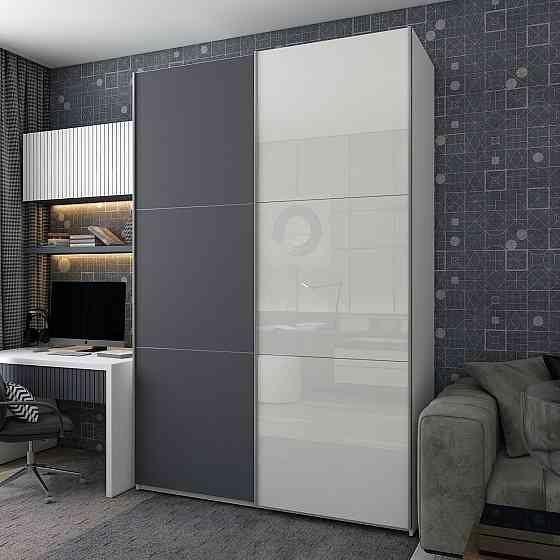 Шафа-купе двохдверна Doros G-Caiser 180х60х240 см Білий/Графіт/1 Скло (DRS-011019) Дніпро