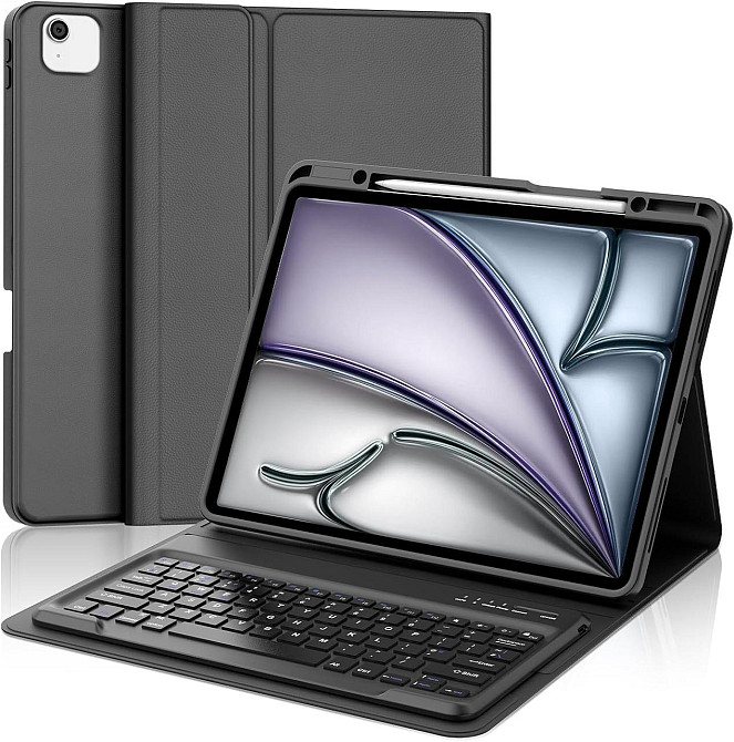Клавіатура-кейс IVEOPPE для iPad Air 13'' (M2/M3) і iPad Pro 12.9'' 2018–2022, знімна Bluetooth підсвітка UK USB‑C чорна Київ - фото 1