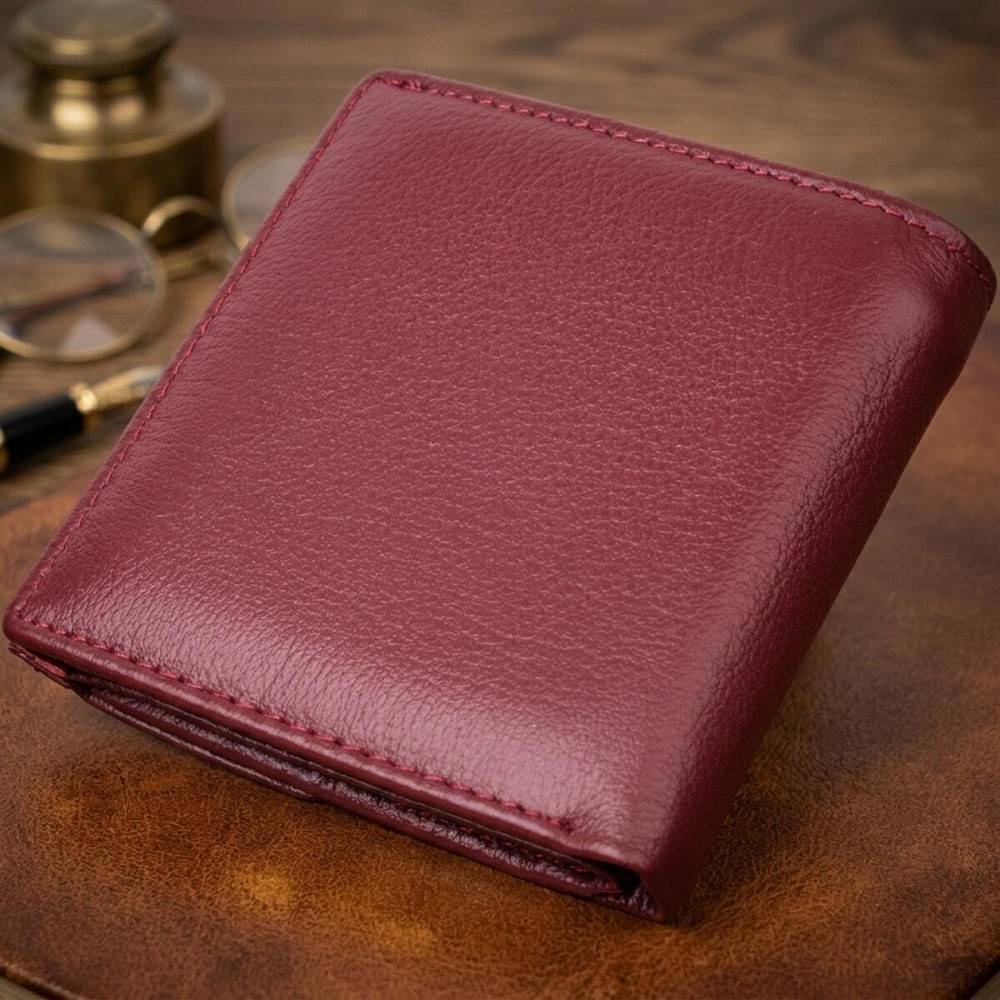 Небольшой женский кошелек с монетницей снаружи из натуральной кожи ST Leather 22544 Бордовый Киев - изображение 14