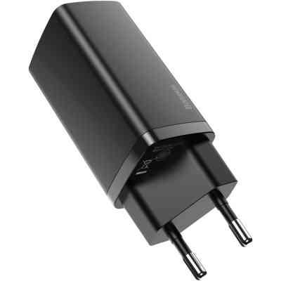 Зарядний пристрій Baseus 2xUSB 65W GaN (USB-C+USB-A) black (CCGAN2L-B01) Вінниця