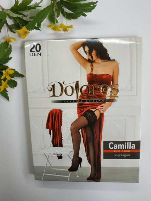 Панчохи під пояс  dolores camilla 20den червоні з мереживною короною Славута - фото 3