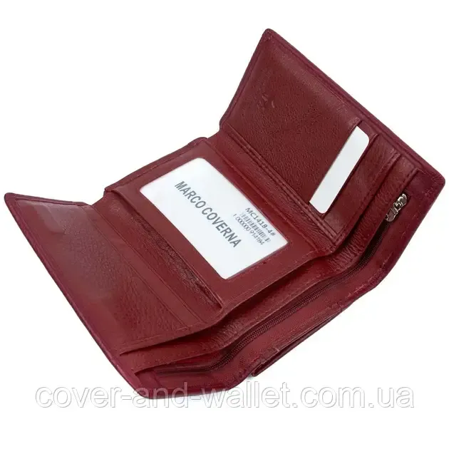 Бордовий жіночий гаманець середнього розміру на магнітах Marco Coverna MC 1418 Київ - фото 7
