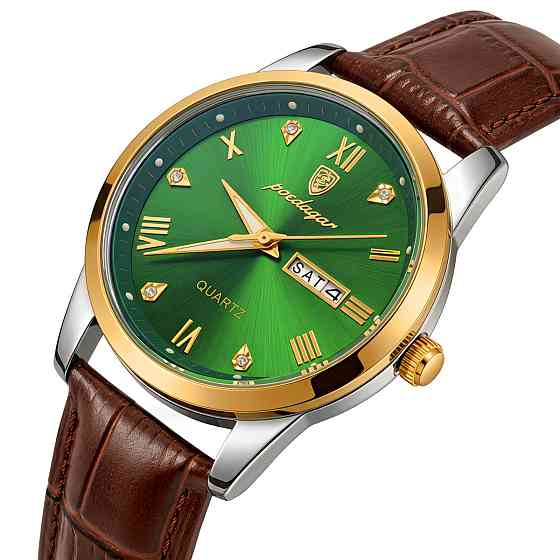 Годинник чоловічий наручний Poedagar Omega Leather Brown (2 ремінці) Київ