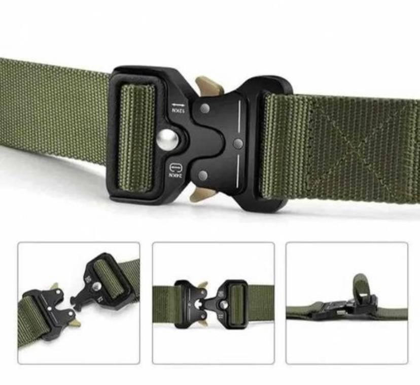 Ремінь чоловічий кобра тактичний із залізною пряжкою карабіном чорний Одеса - фото 4