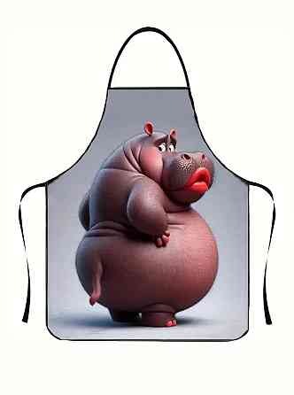 Фартух з приколом Бегемот 80 на 60 см різнобарвний Київ