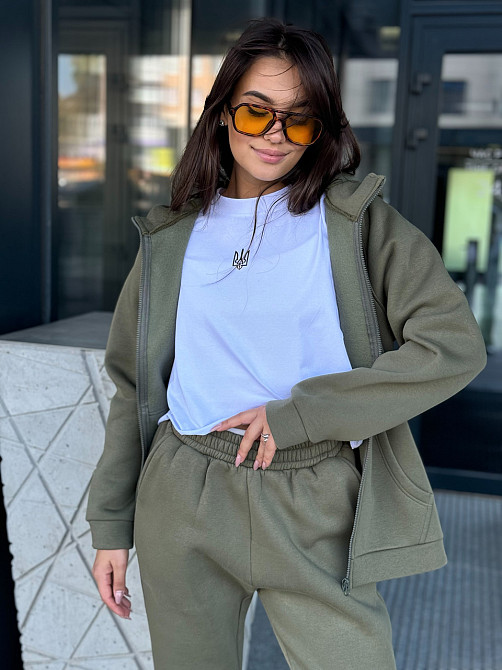 Женский спортивный костюм на флисе Хаки 46/48 Харьков - изображение 4