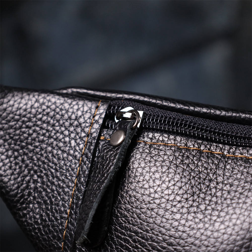 Привлекательная сумка-бананка для мужчин из натуральной зернистой кожи Shvigel 23127 Черный Киев - изображение 1