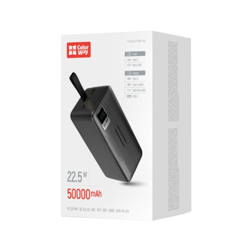 Павербанк 50000mAh ColorWay CW-PB500LPC5BK-PDD QC+PD чорний Житомир