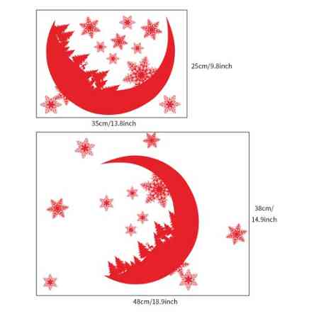Новорічна наклейка Місяць 35 на 25 см червоний Київ