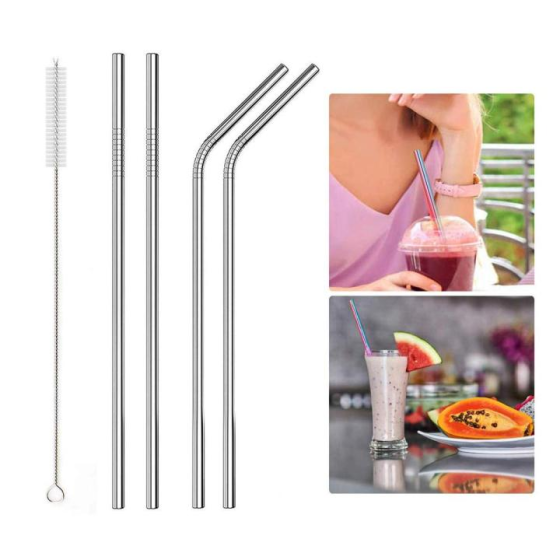 Эко металлические соломинки 4 шт с чехлом и ершиком Киев