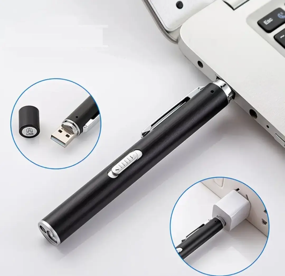 Ліхтарик 2 в 1 біле та жовте світло usb чорний Київ - фото 1